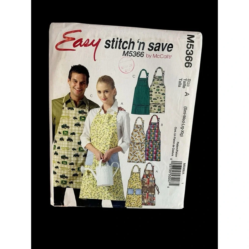 UNCUT McCall's Easy Stitch 'n Save M5366 Apron Unisex S-XL Pattern